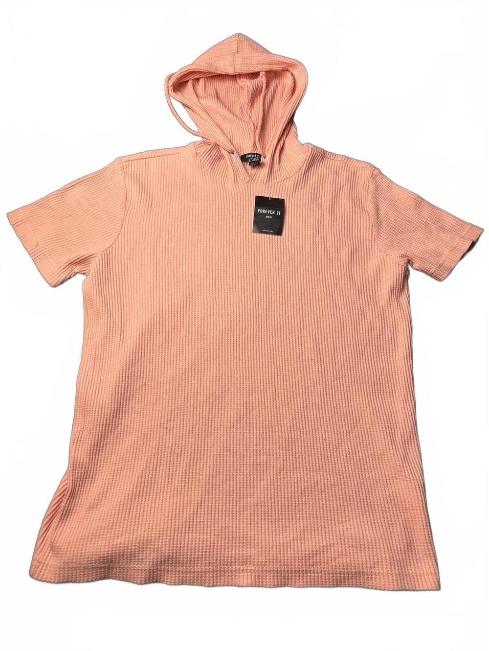 Forever 21 Men's Pink Short Sleeve Knit Hoodie, Size M, New
